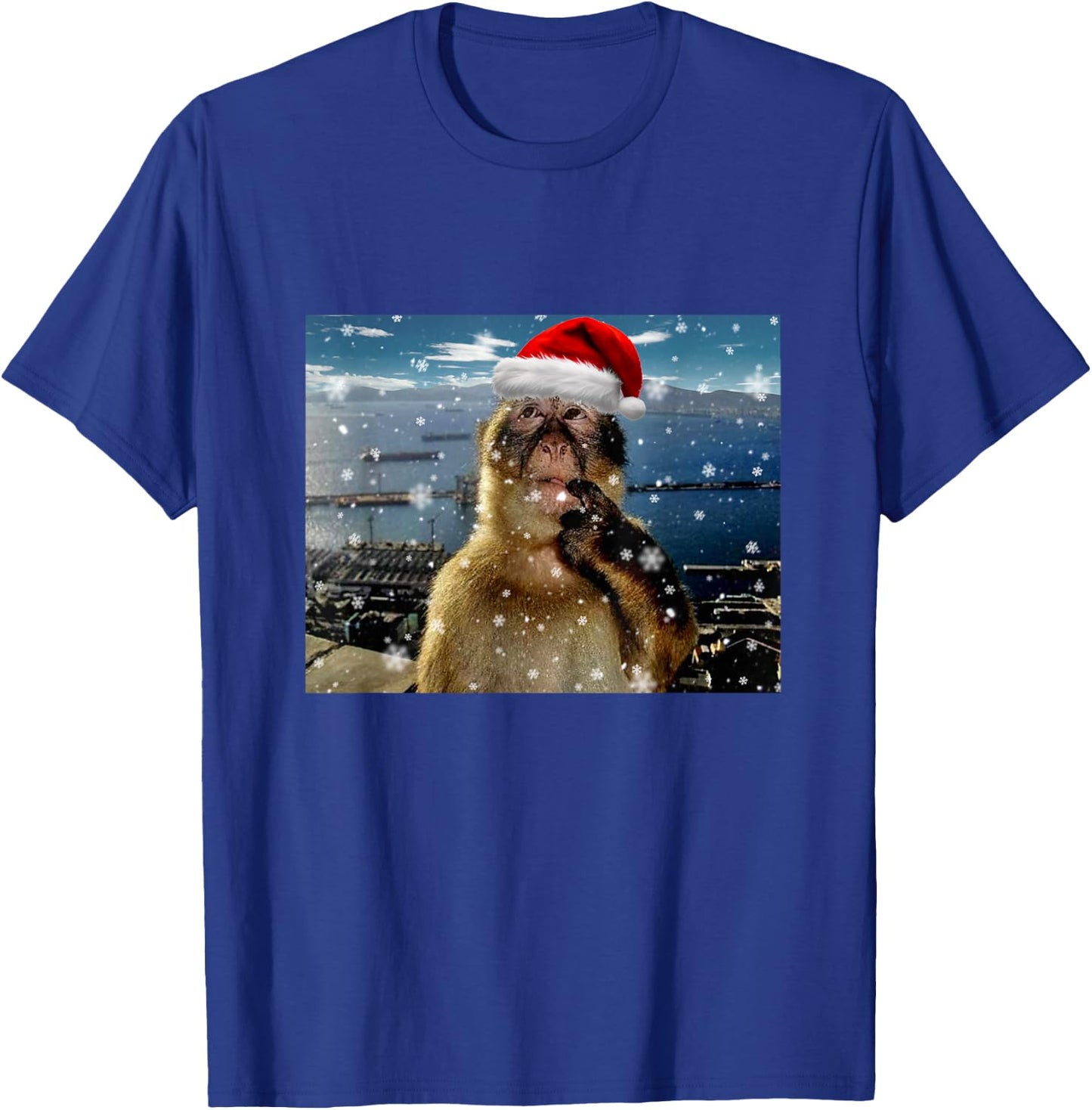 Christmas Thinking Monkey Meme Brainrot Xmas Gift T-Shirt - T-Shirt | Royal