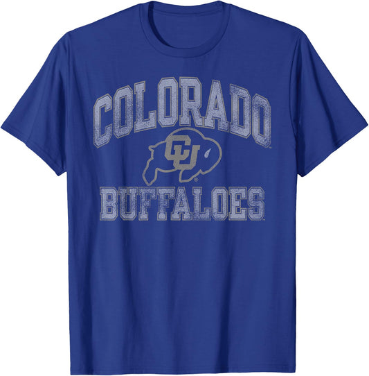 Colorado Buffaloes Vintage Worn Black Officially Licensed T-Shirt - T-Shirt | Royal
