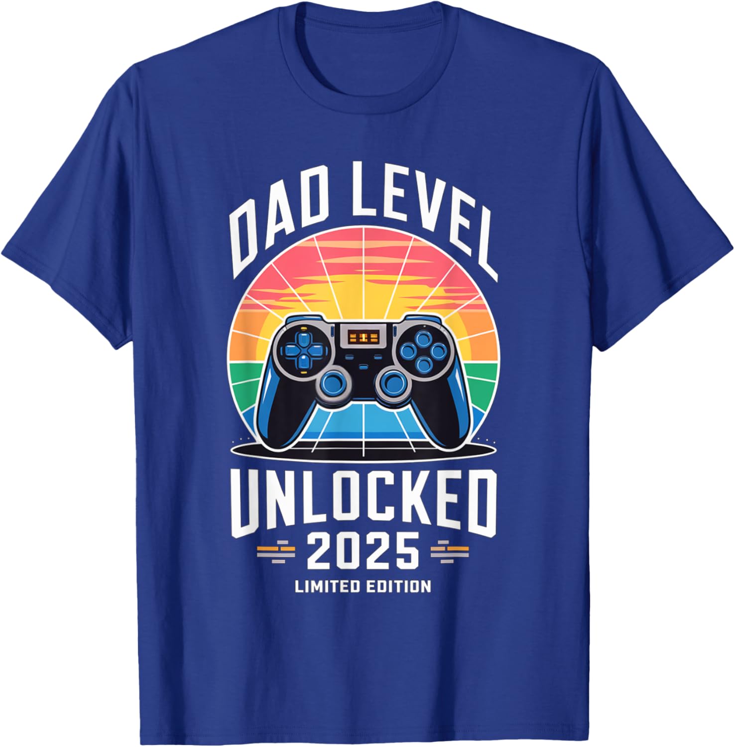 Dad Level Unlocked 2025 Limited Edition Gamer Dad Design T-Shirt - T-Shirt | Royal