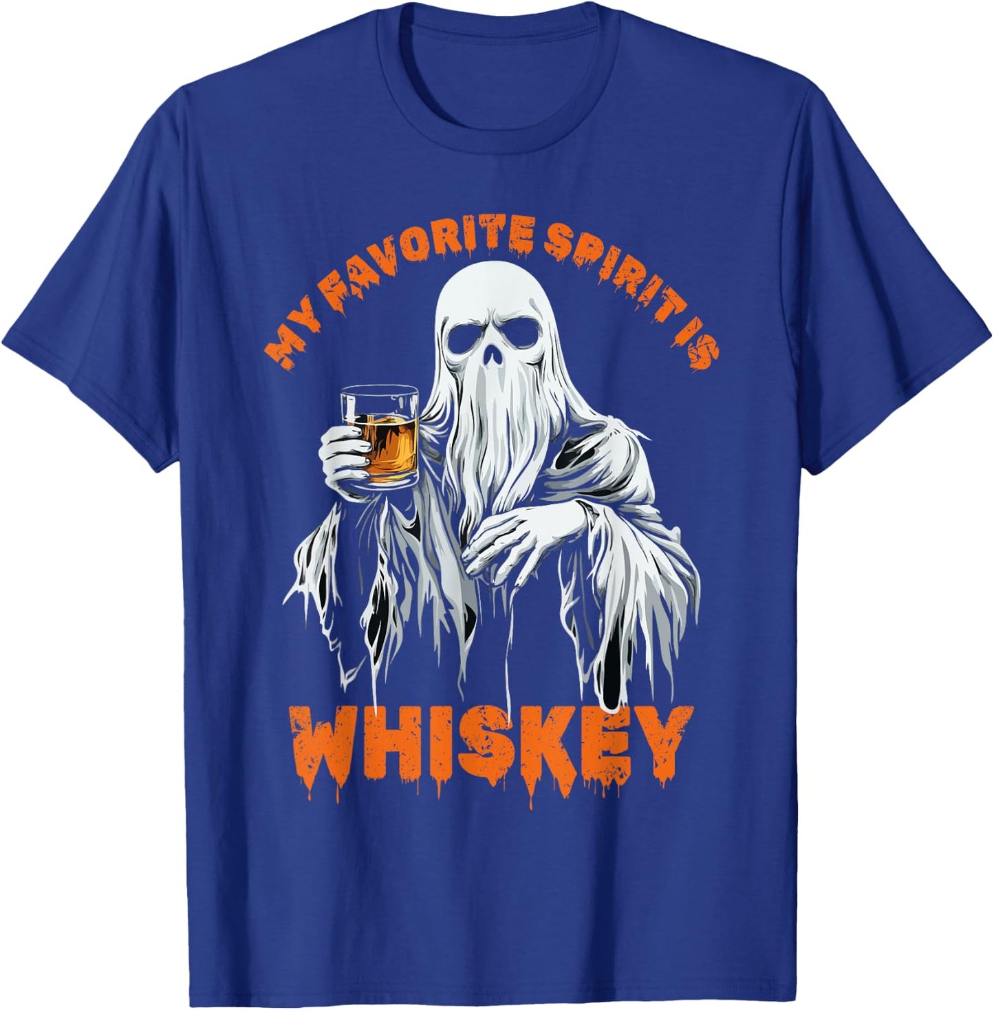 My Favorite Spirit Is Whiskey Halloween Ghost Costume T-Shirt - T-Shirt | Royal
