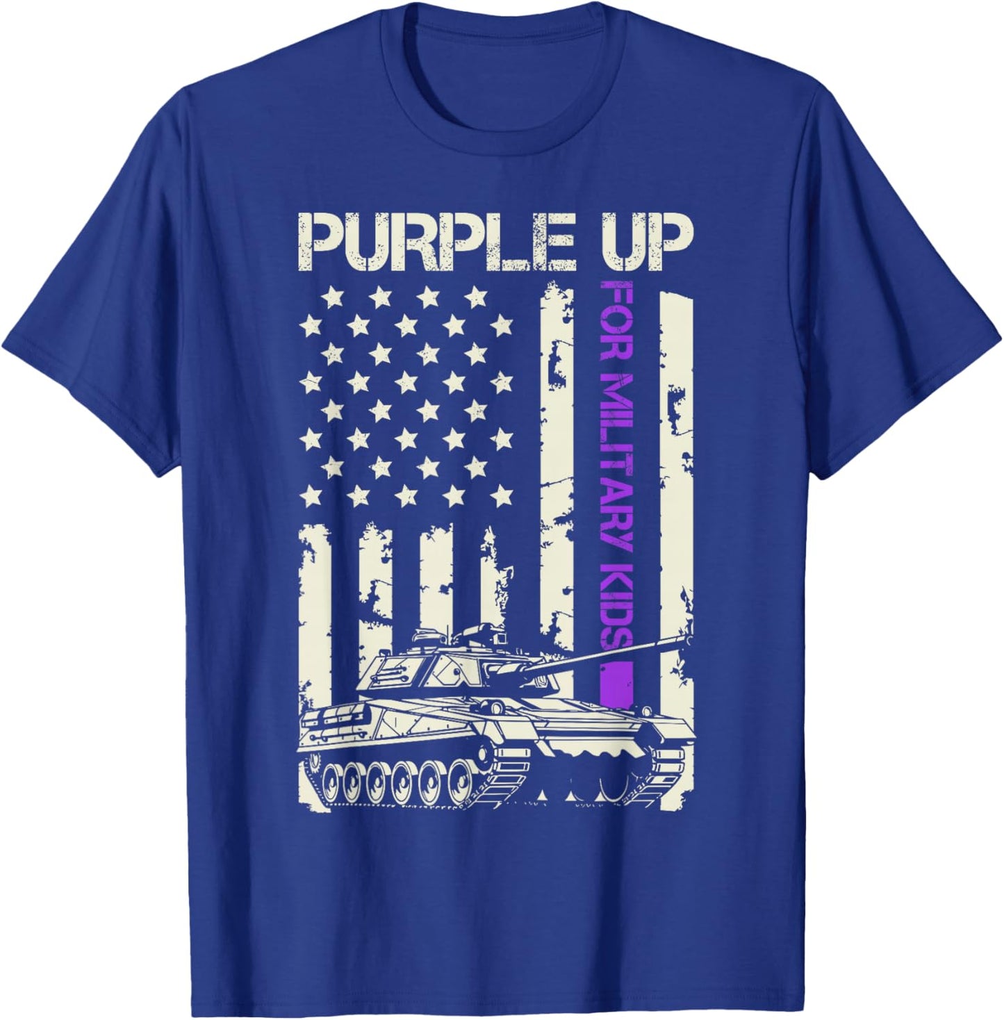 Purple Up For Military Kids USA Flag Military Child Month T-Shirt - T-Shirt | Royal
