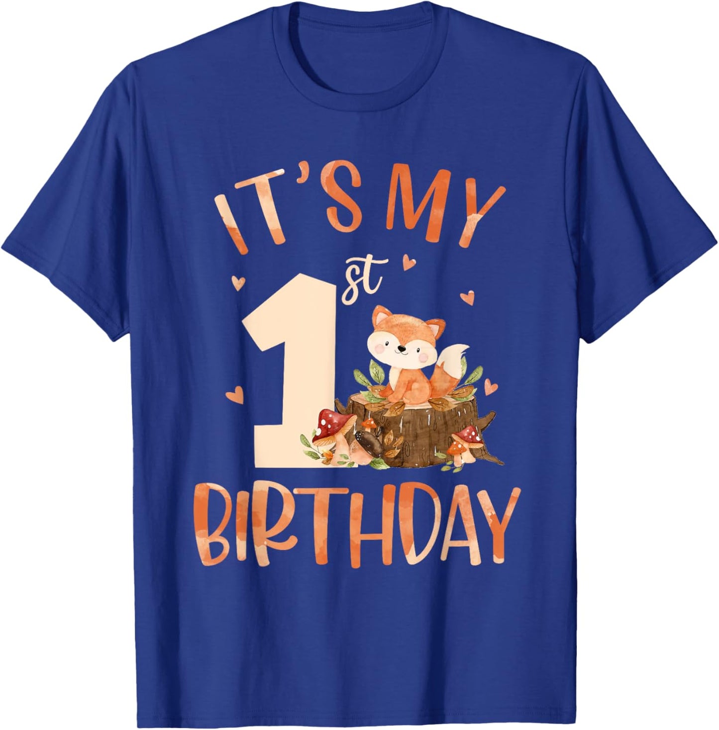 Its My 1st Birthday Cute Fox 1 Year Old Birthday Decorations T-Shirt - T-Shirt | Royal