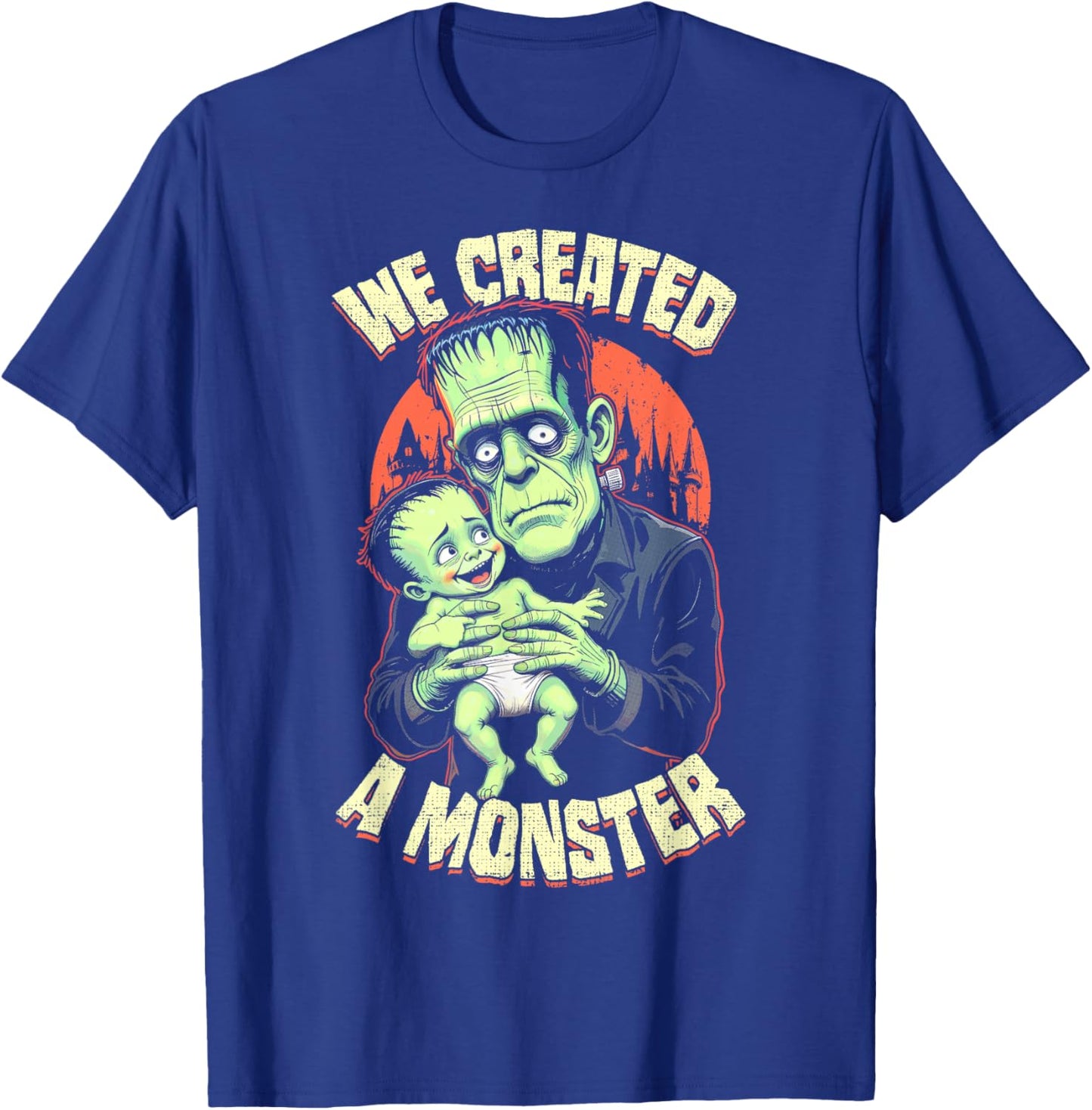 New Father, First Baby Monster Frankenstein Halloween T-Shirt - T-Shirt | Royal