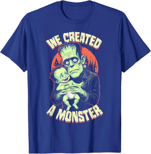 New Father, First Baby Monster Frankenstein Halloween T-Shirt - T-Shirt | Royal