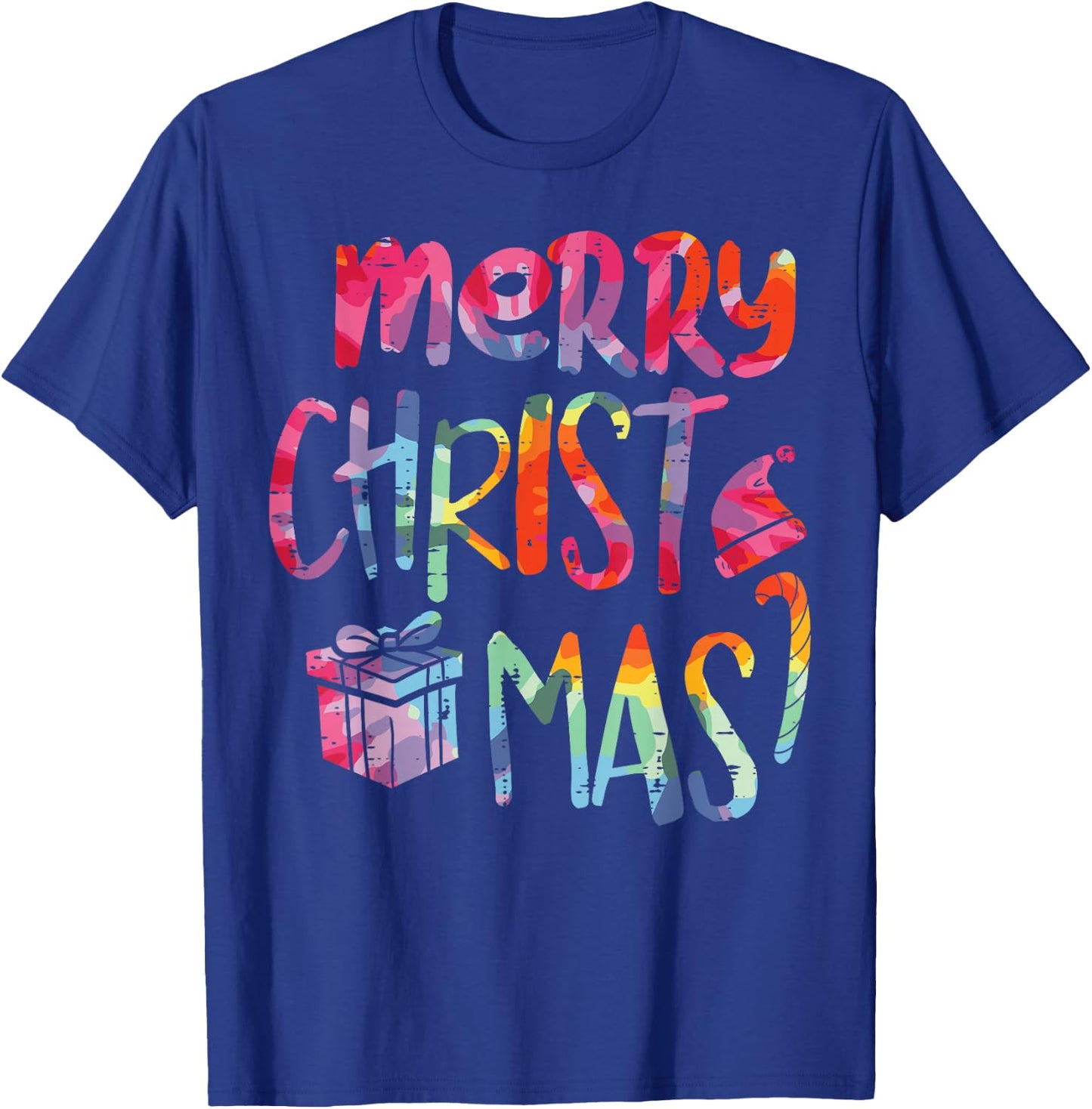 Merry Christmas Tie-Dye Xmas Holiday Men Women Kids Girl Boy T-Shirt - T-Shirt | Royal