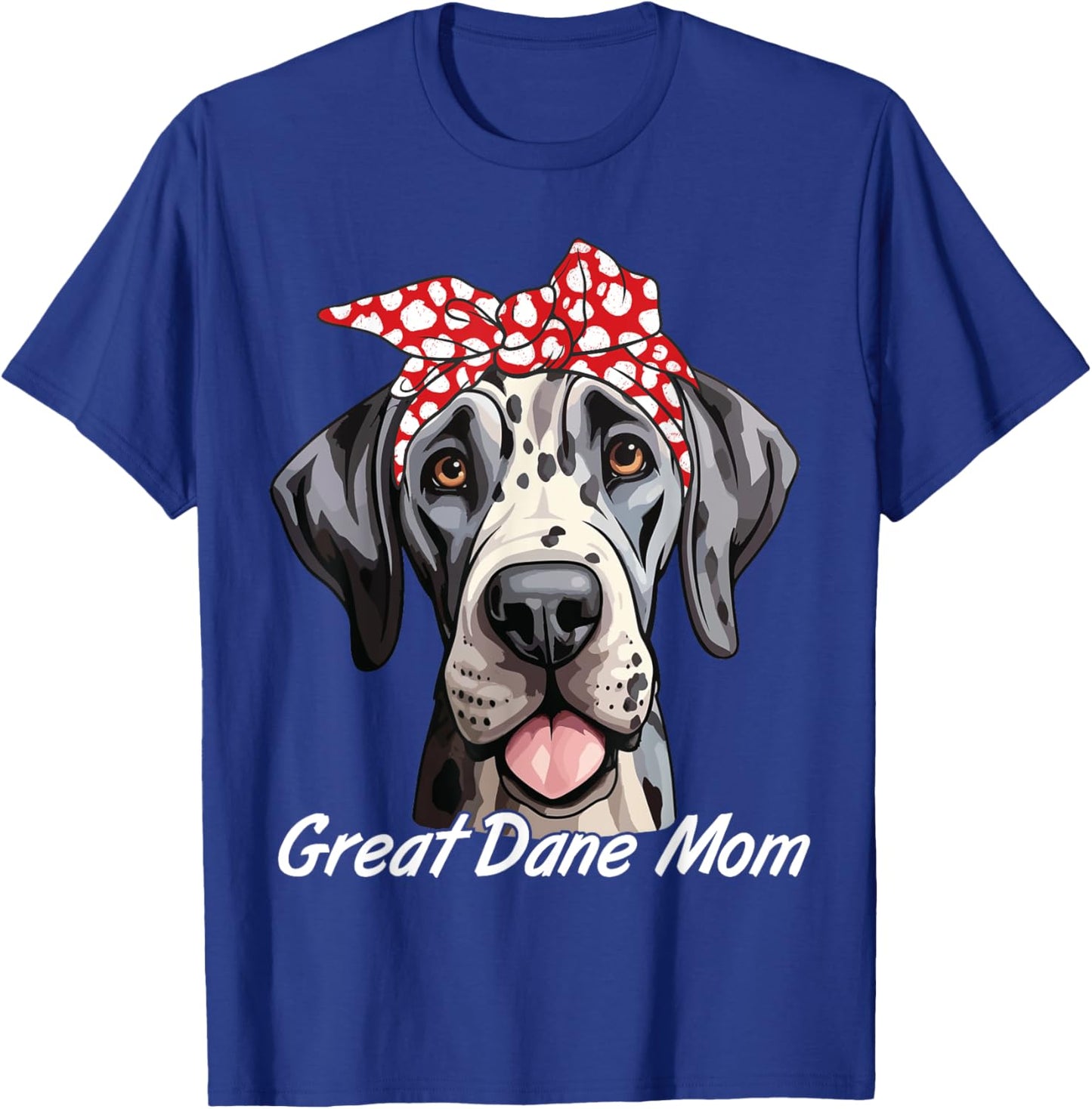 Great Dane Dog Mama Messy Bun Hair Glasses Great Dane Mom Women T-Shirt - T-Shirt | Royal
