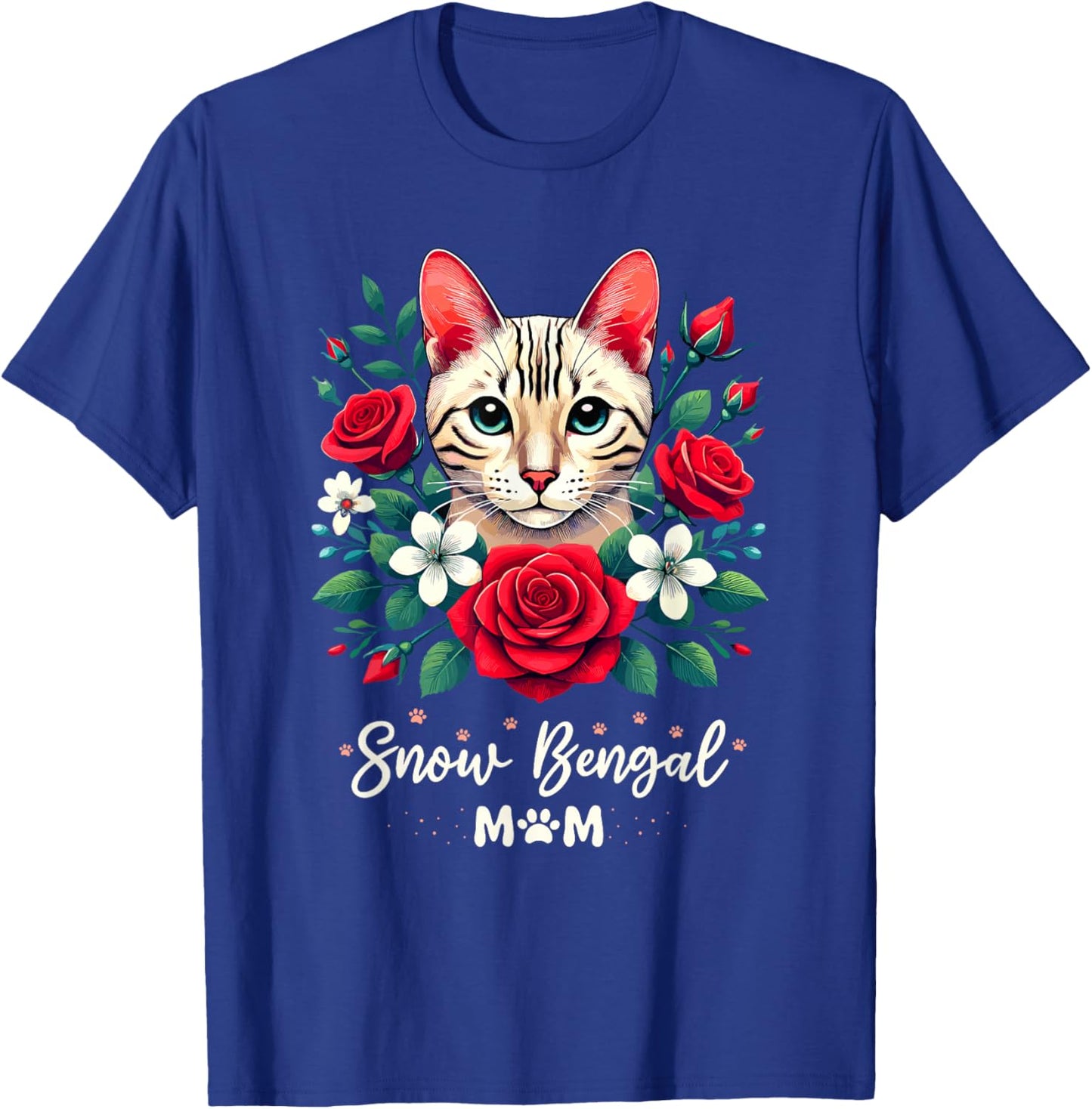 Roses Flowers Snow Bengal Mom T-Shirt - T-Shirt | Royal