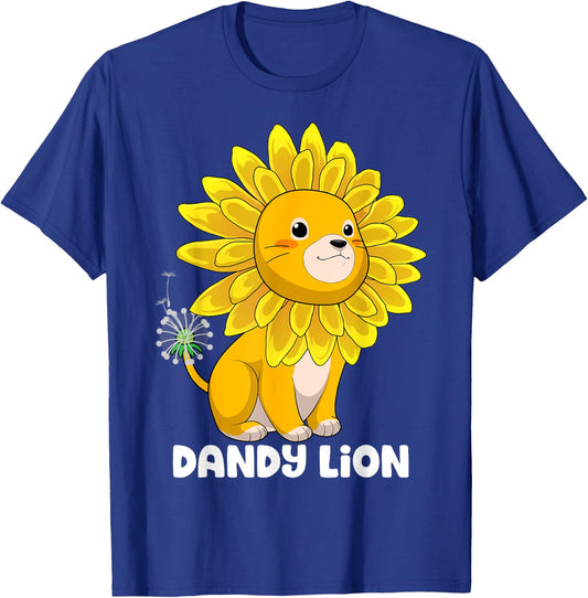 Dandy Lion Dandelion Lion Funny Flower Animal Pun T-Shirt - T-Shirt | Royal