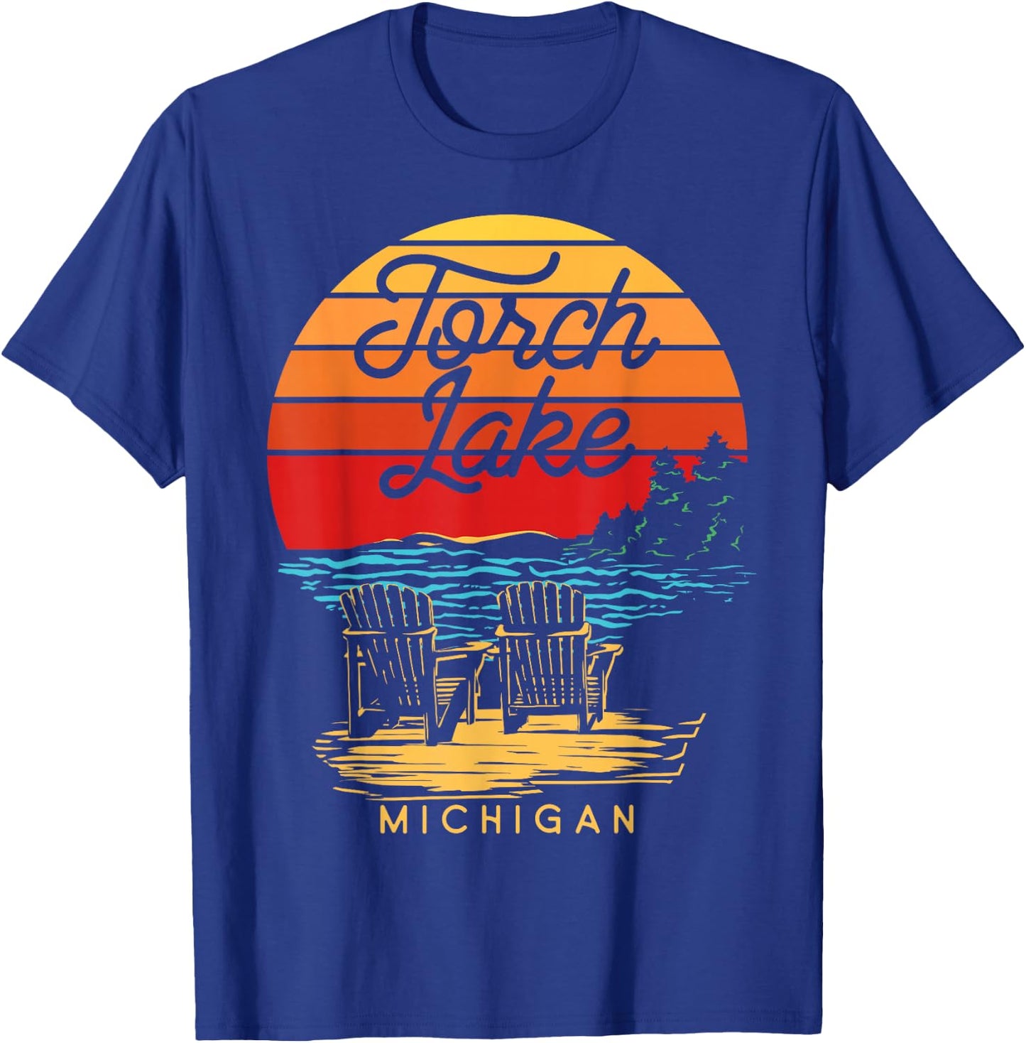 Torch Lake Michigan USA Beach Fun Vacation Souvenir DA1 T-Shirt - T-Shirt | Royal