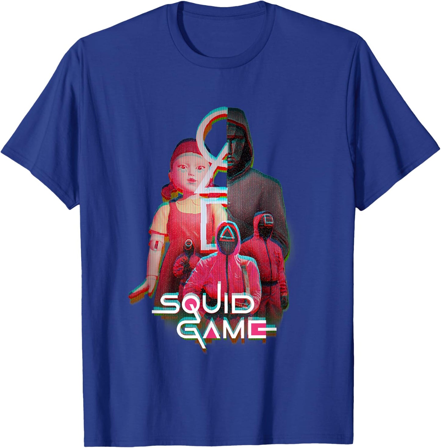 Squid Game 2 Front Man Split Face Glitch Logo T-Shirt - T-Shirt | Royal