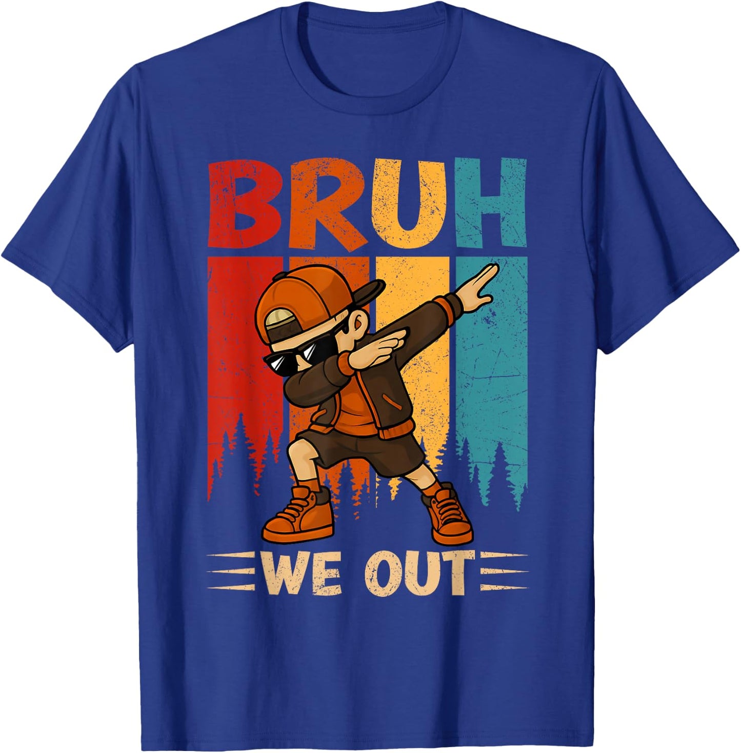 Dabbing Boy Bruh We Out Last Day Of School Student Squad T-Shirt - T-Shirt | Royal