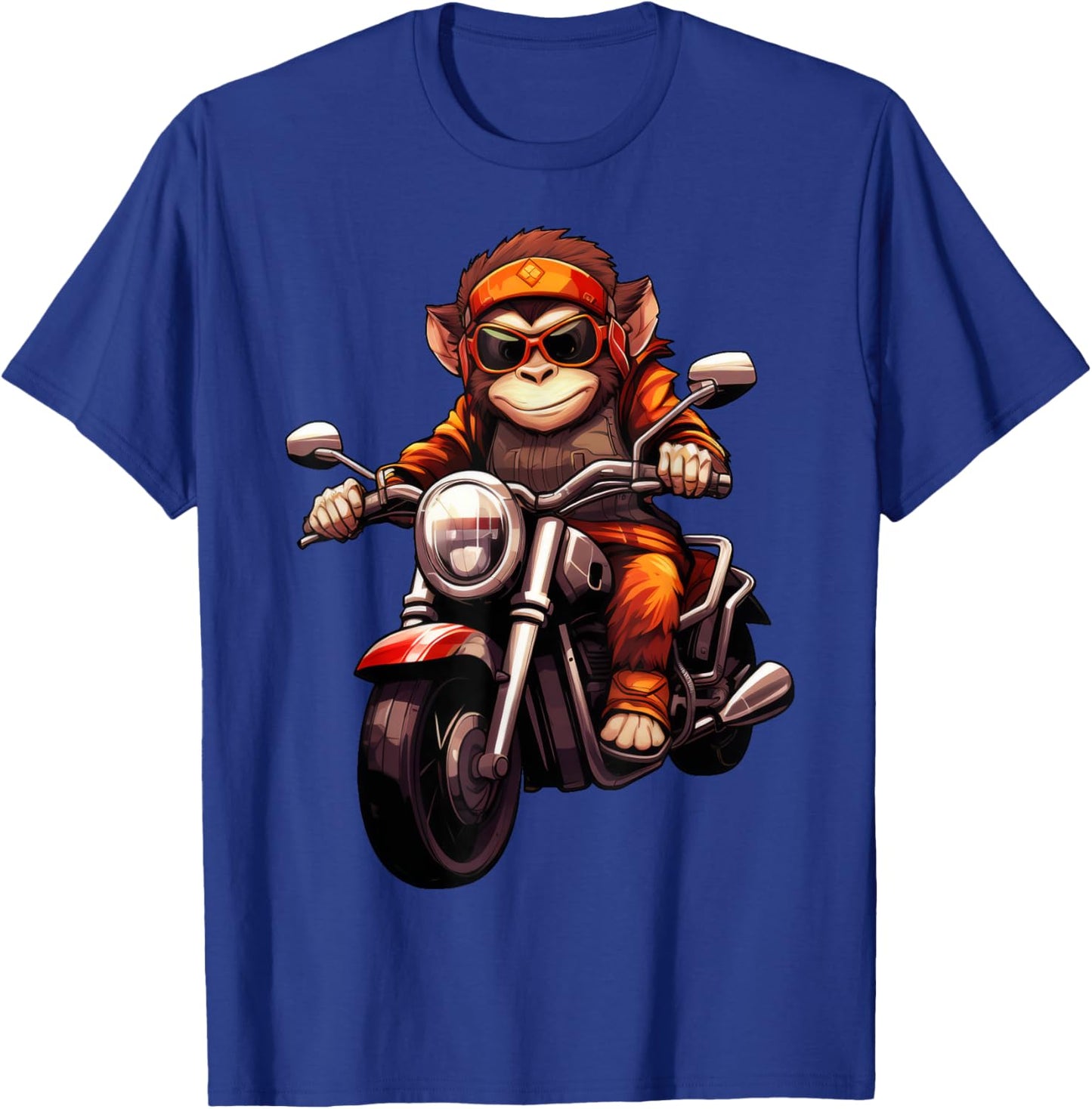 Monkey Motorcycle / Motorcyclist Monkey T-Shirt - T-Shirt | Royal