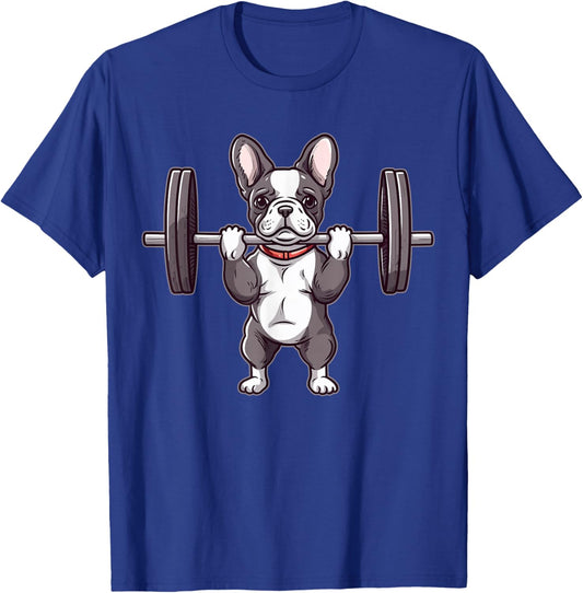 French Bulldog Weightlifting Funny Deadlift Men Fitness Gym T-Shirt - T-Shirt | Royal