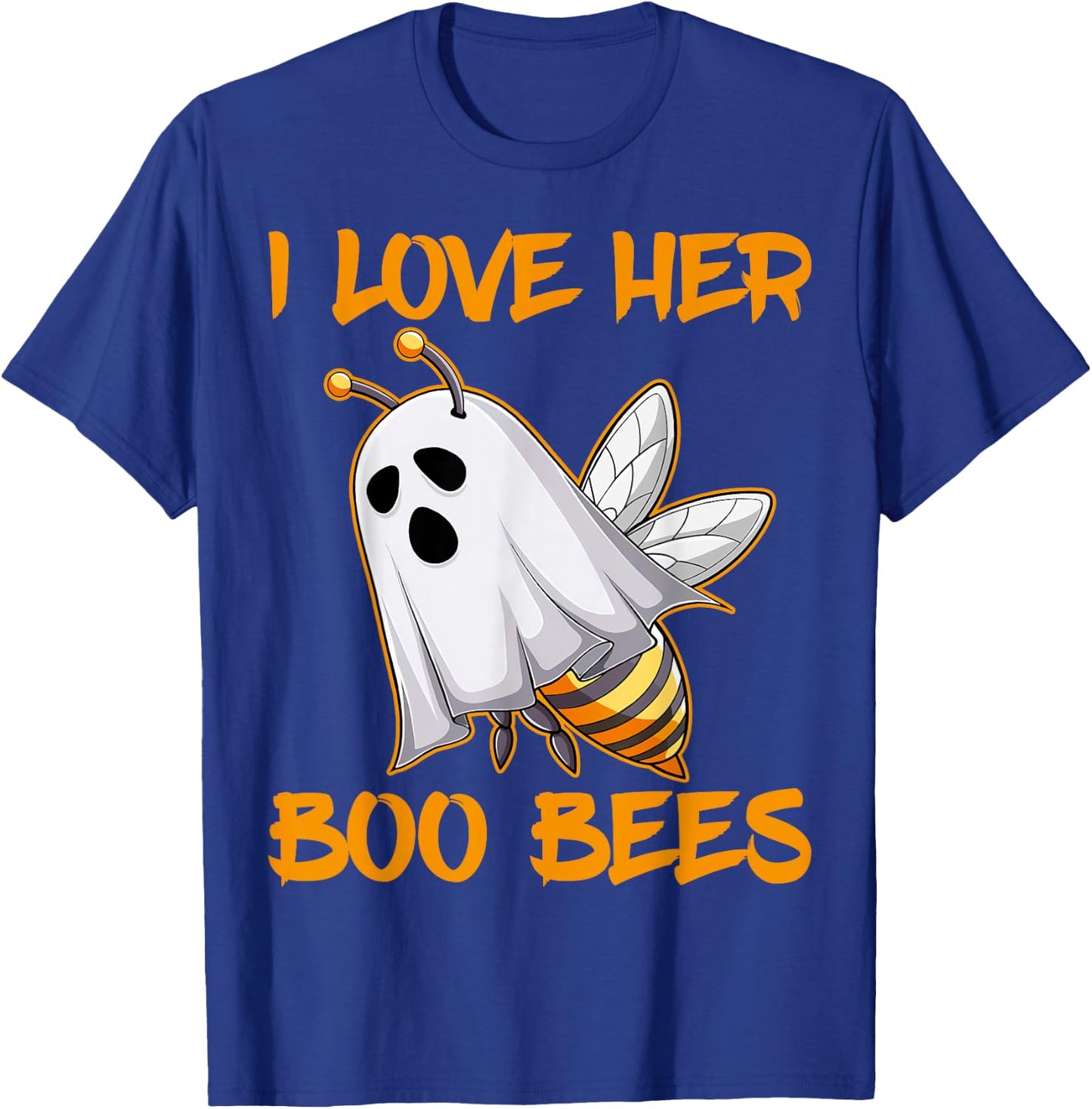 Funny I Love Her Boo Bees Couples Halloween Day Men Women T-Shirt - T-Shirt | Royal