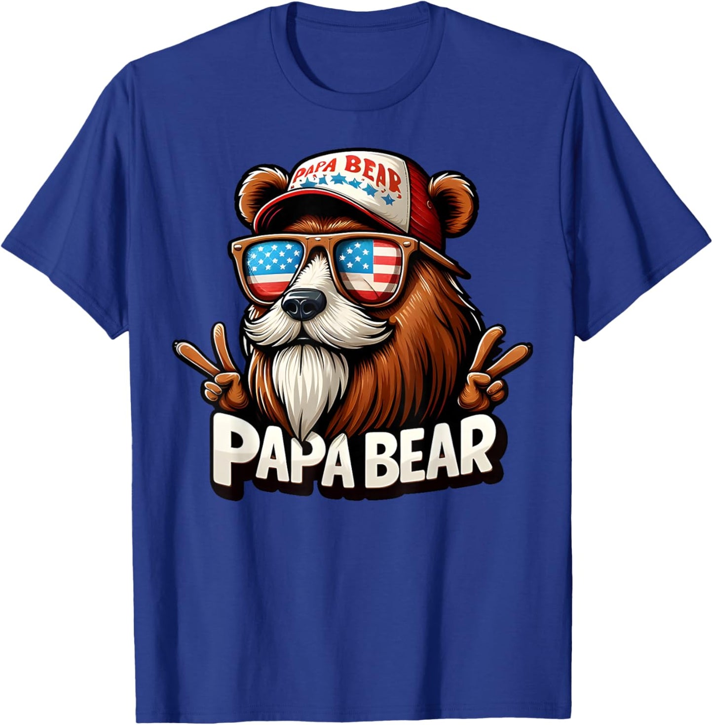 Papa Bear Shirt Fathers Day Gift US American Flag Best Dad T-Shirt - T-Shirt | Royal