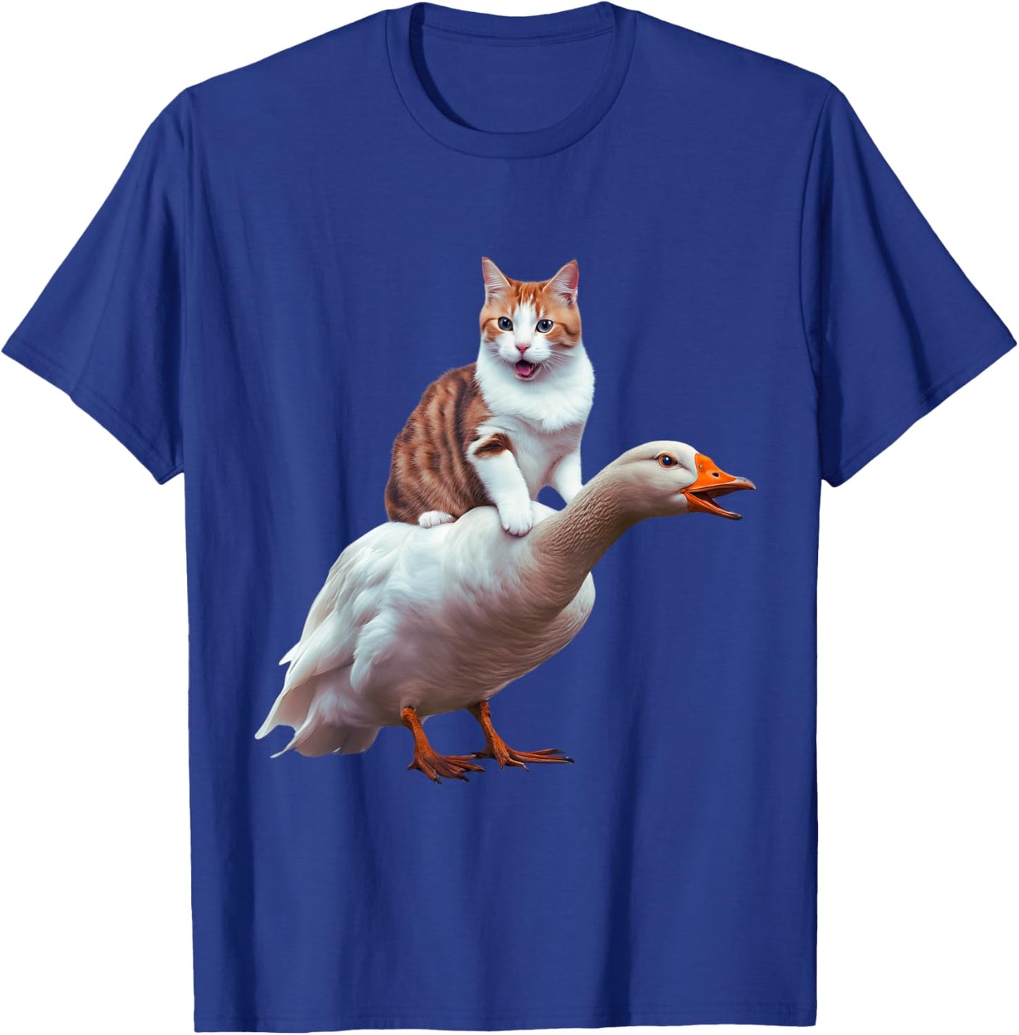 Funny Cat Goose Meme Cat Riding Geese Animal Humor Cat Goose Women Kids T-Shirt - T-Shirt | Royal