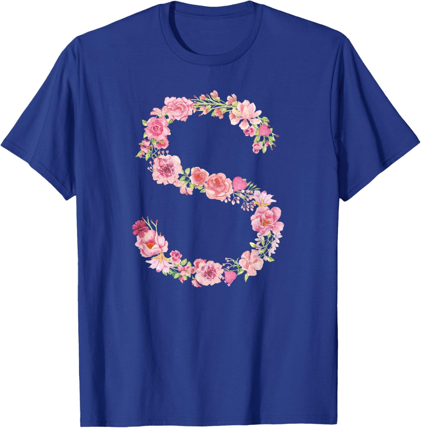 Cool Initial Alphabet Monogram Flowers Gifts Floral Letter S T-Shirt - T-Shirt | Royal