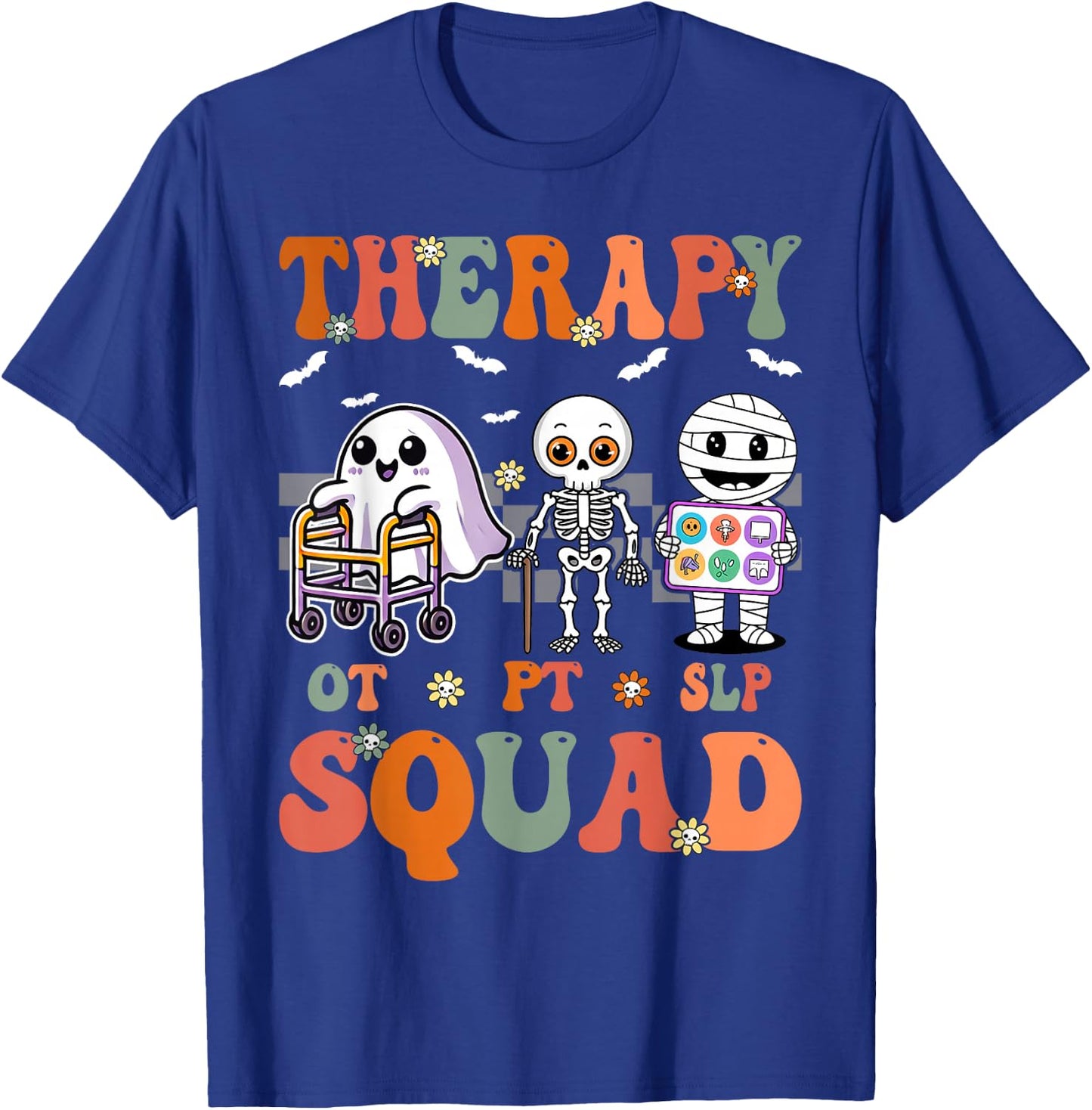 Retro Therapy Squad SLP OT PT Team Halloween funny Physical T-Shirt - T-Shirt | Royal
