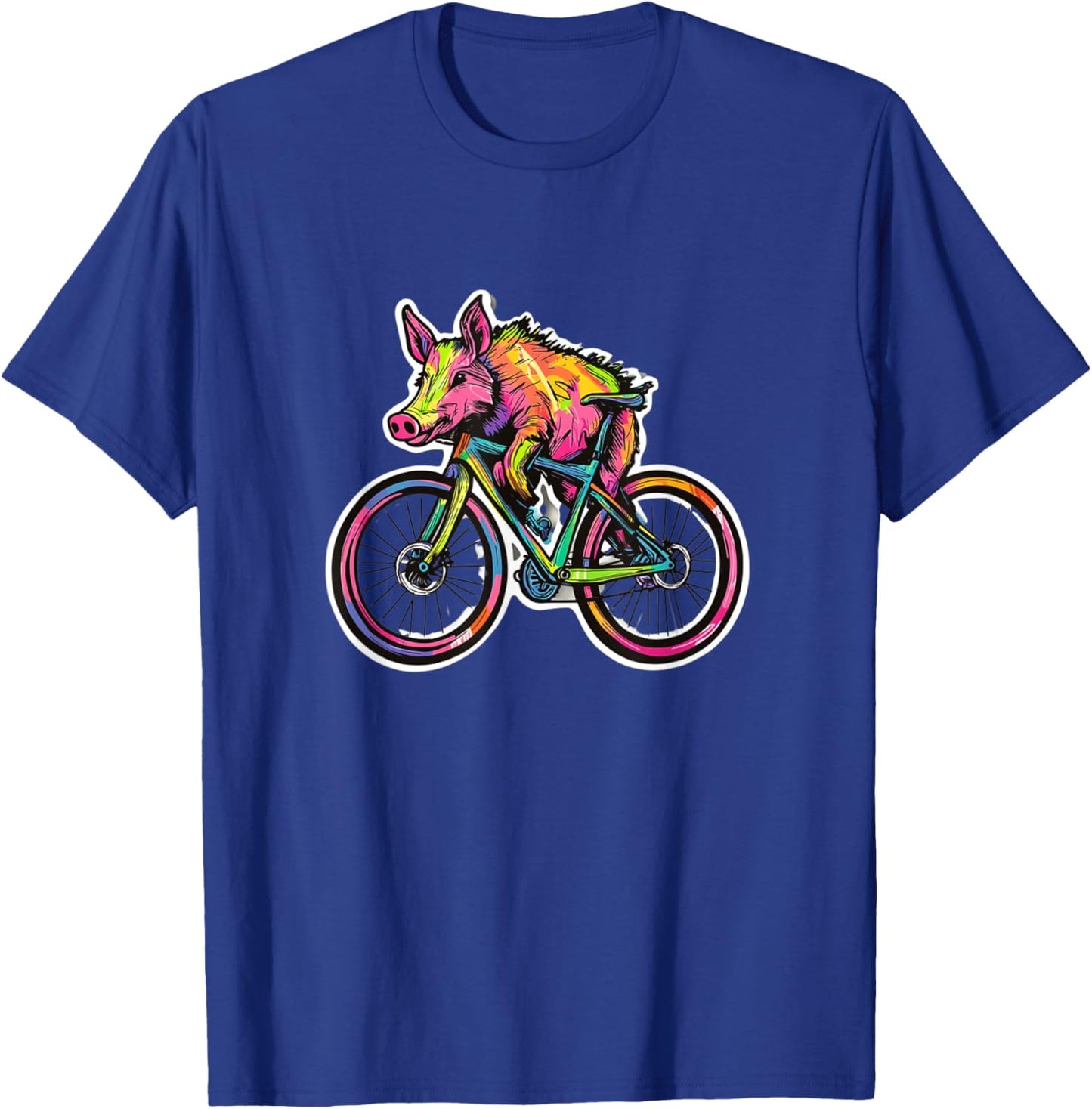 Rainbow Cyclist - Funny Pig Boar Riding Bike , Black, S T-Shirt - T-Shirt | Royal