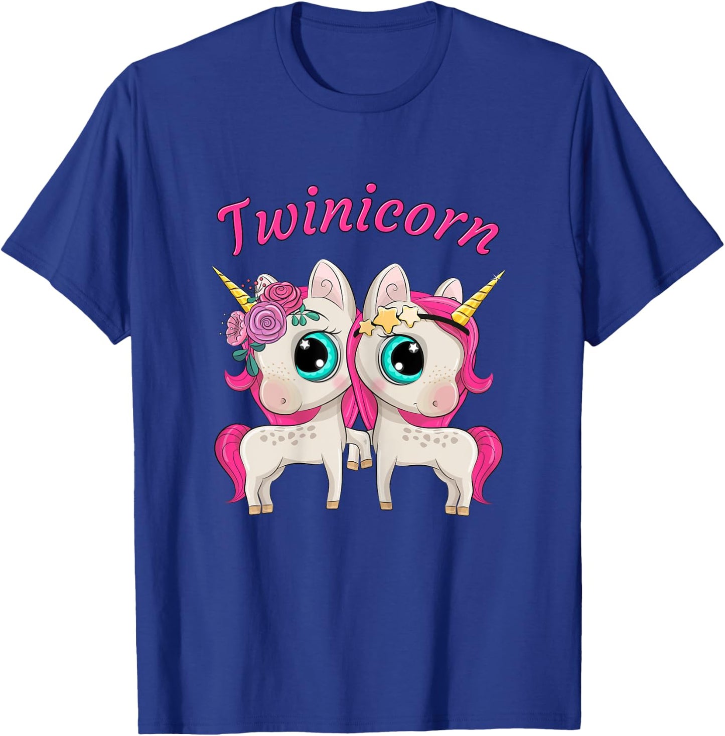 Twin Girls Twinicorn Women & Kids Sisters Cartoon Unicorns T-Shirt - T-Shirt | Royal
