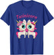 Twin Girls Twinicorn Women & Kids Sisters Cartoon Unicorns T-Shirt - T-Shirt | Royal