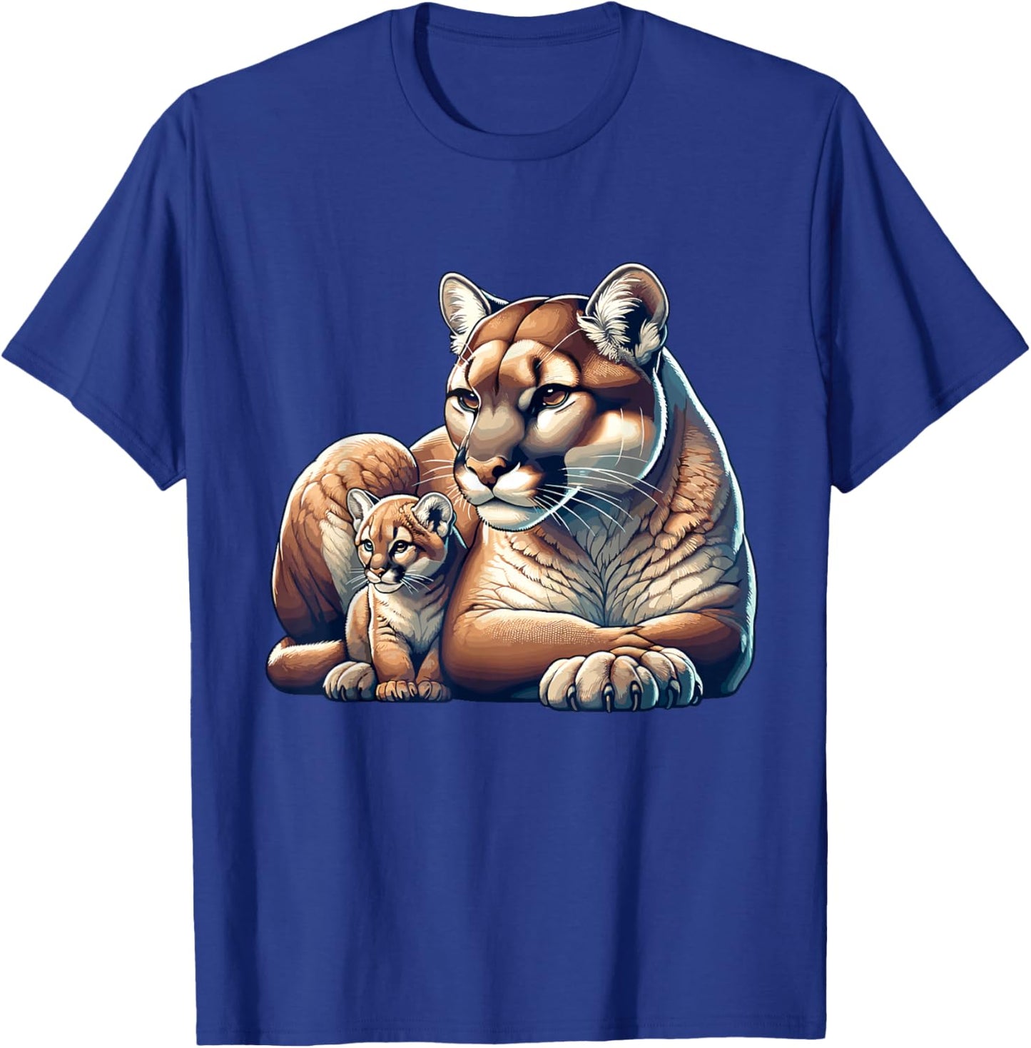 Mountain Lion Cougar Mom Baby Kitten T-Shirt - T-Shirt | Royal