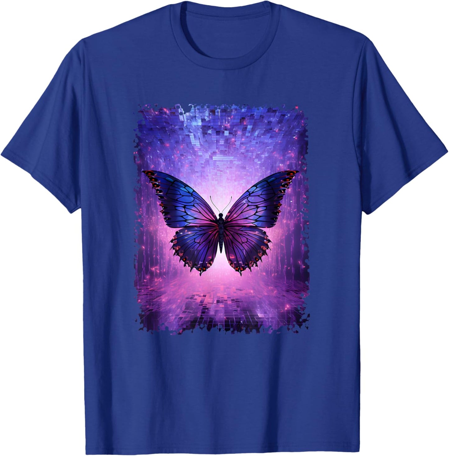 Butterfly Lover Insect Men Women Purple Glitch Butterfly Art T-Shirt - T-Shirt | Royal