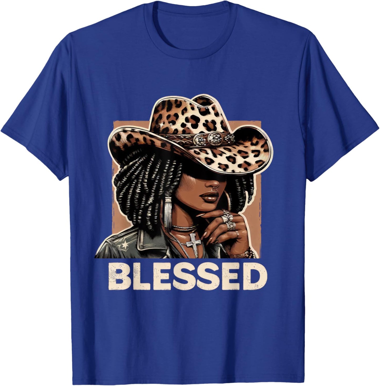 Vintage Black Western Cowgirl Retro African Christian Woman T-Shirt - T-Shirt | Royal