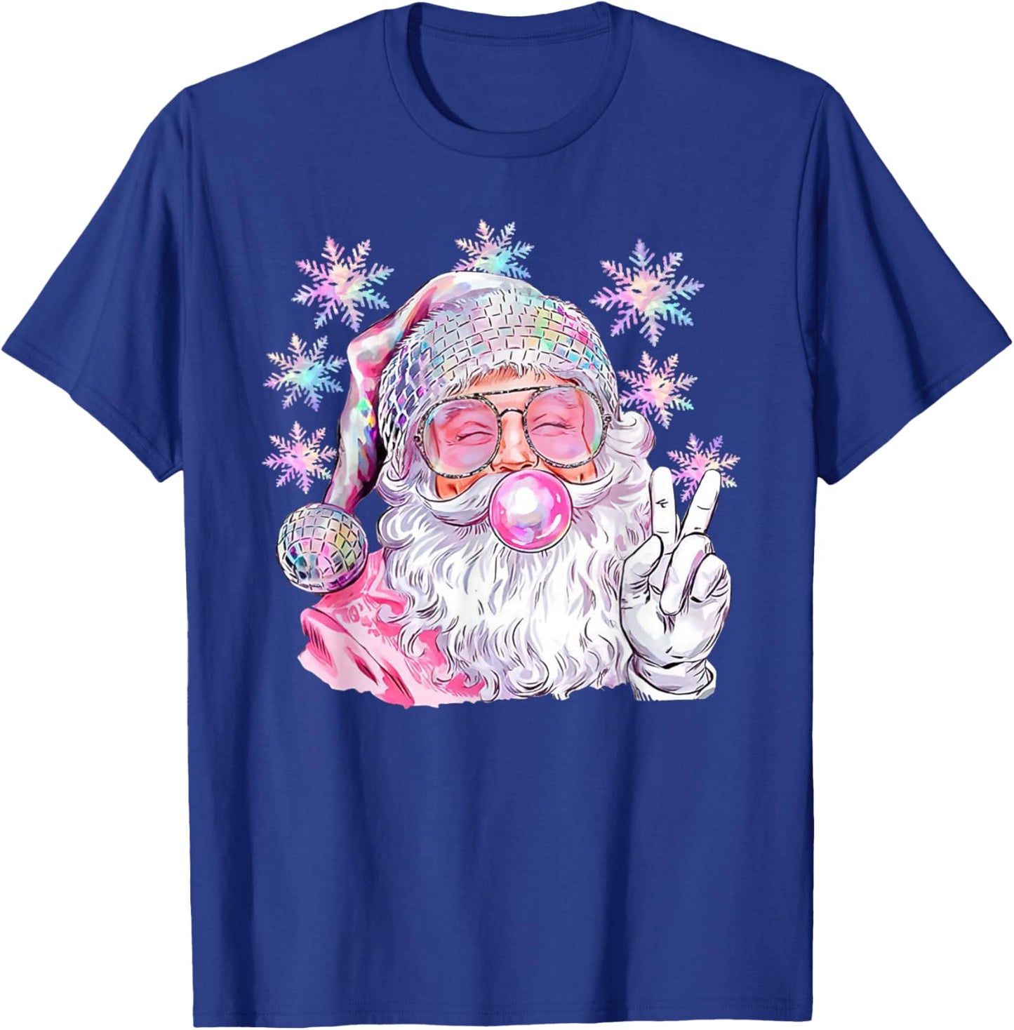 Vintage Retro Santa Christmas Pink Sunglasses Bubble Gum T-Shirt - T-Shirt | Royal