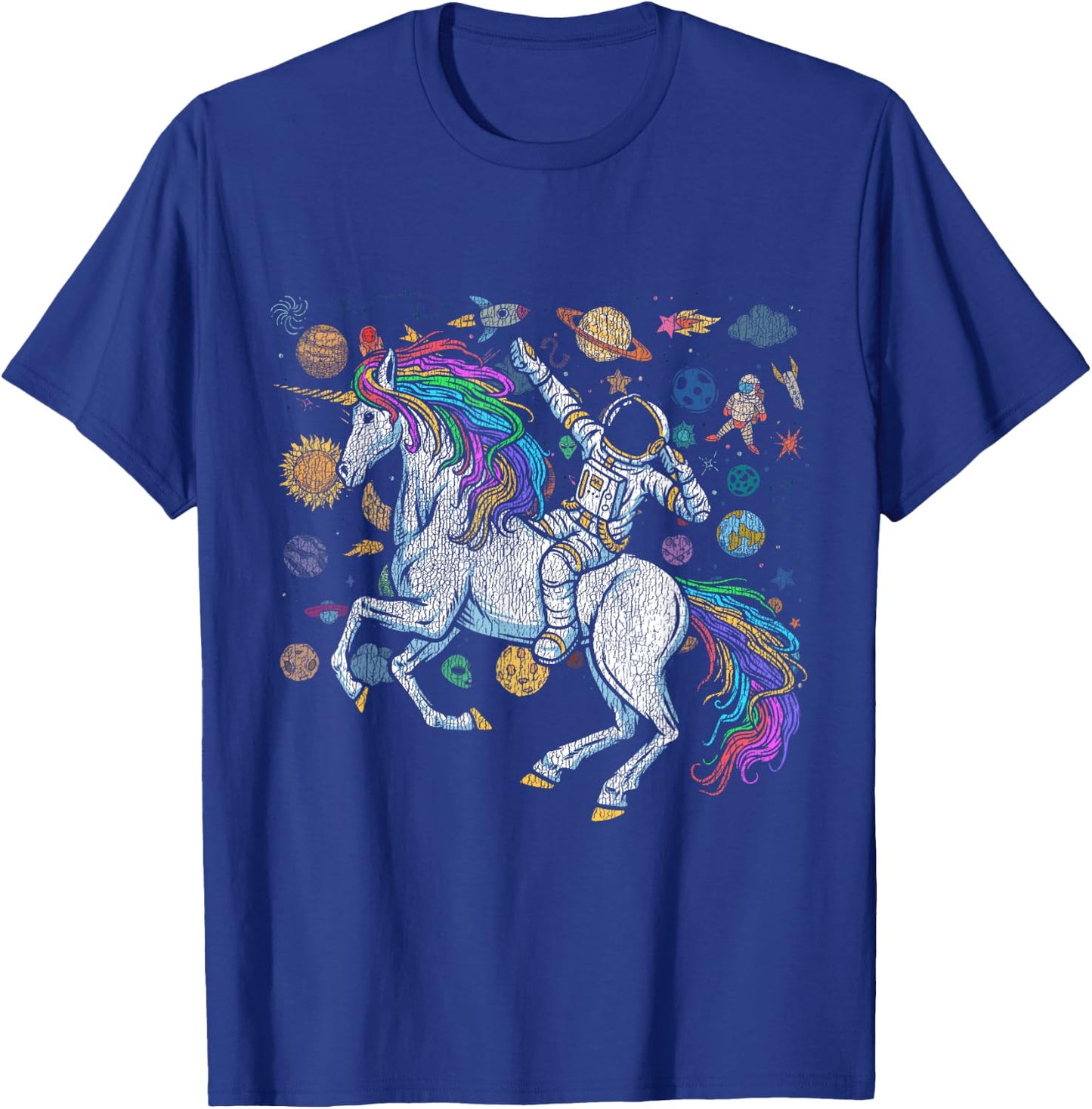 Fantasy Animal Unicorn Lover Cosmonaut Outer Space Astronaut T-Shirt - T-Shirt | Royal