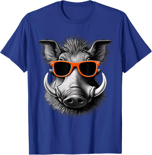 Cool Warthog Wearing Sunglasses Graphic Art T-Shirt - T-Shirt | Royal