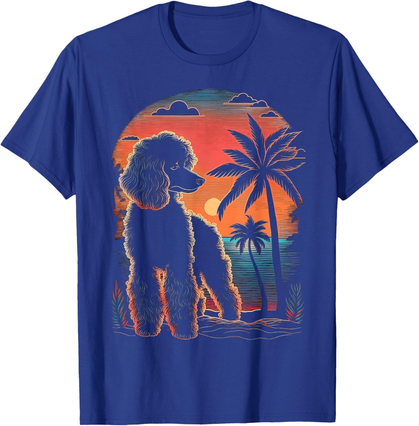 Poodle 80s Sunset Vintage Retro Style T-Shirt - T-Shirt | Royal