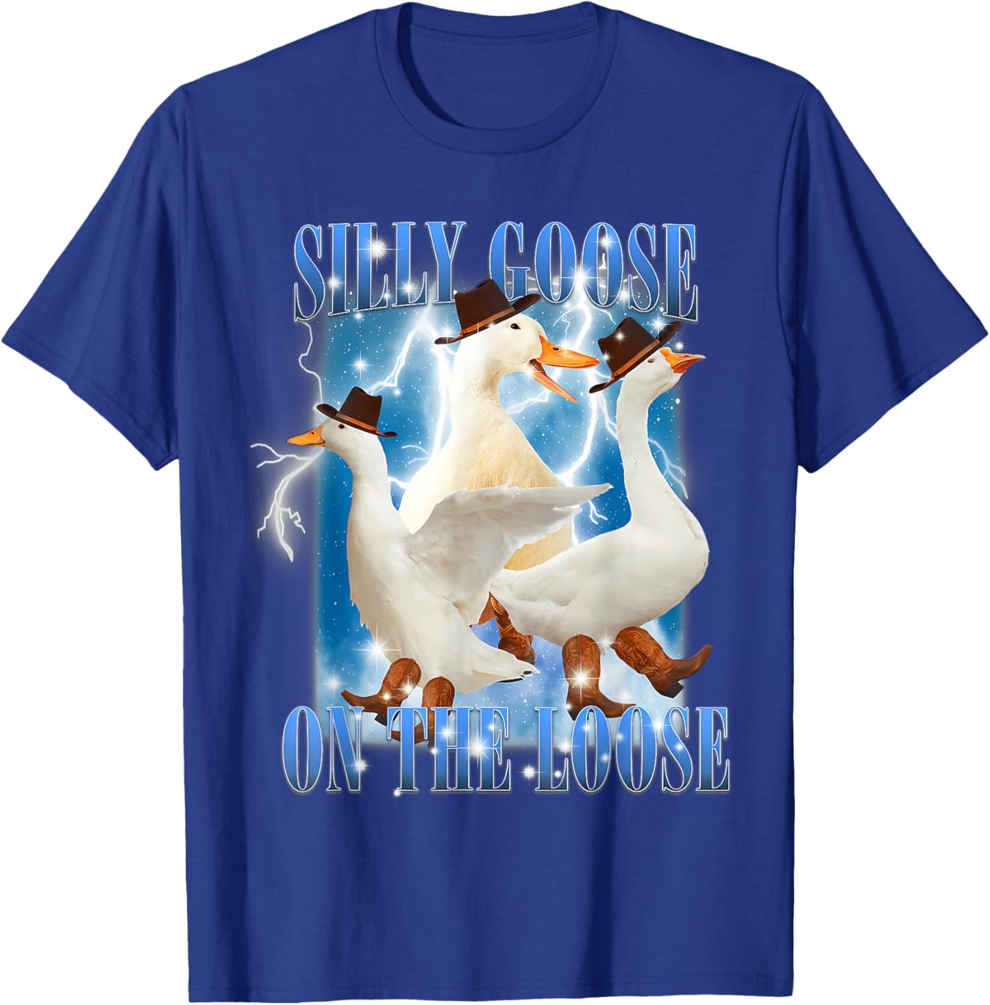 Retro Goose Aesthetic Trendy Meme Silly Goose On The Loose T-Shirt - T-Shirt | Royal
