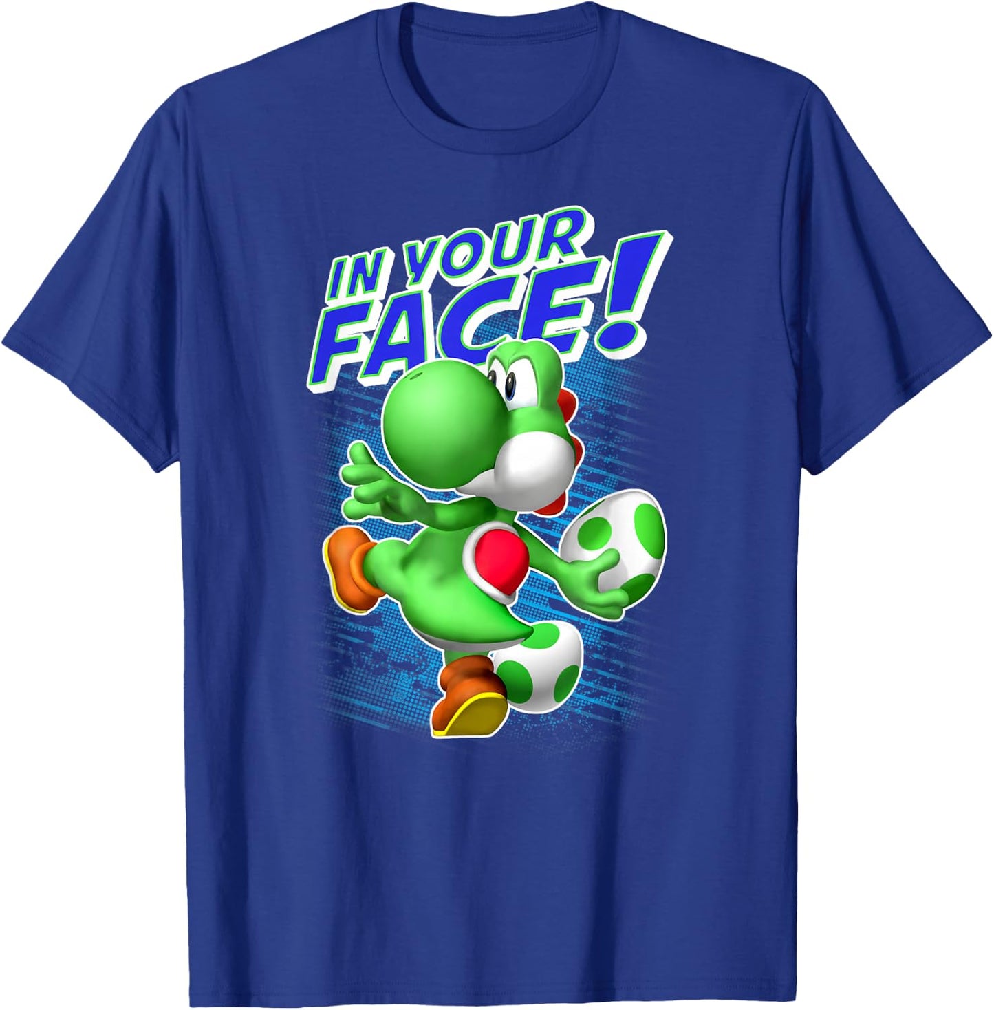 Super Mario Yoshi in Your Face Egg Throw Portrait T-Shirt - T-Shirt | Royal