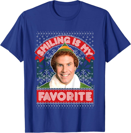 Kids Elf Buddy Smiling is My Favorite Christmas T-Shirt - T-Shirt | Royal