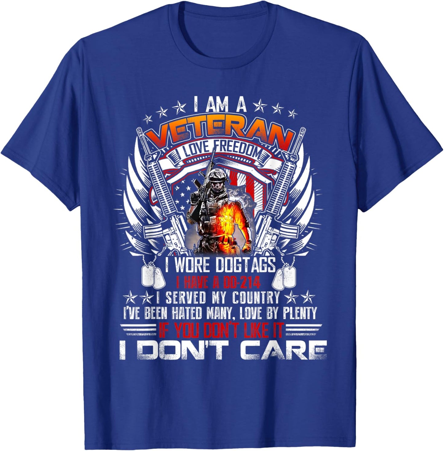 I Am A Veteran I Love Freedom My Country T-Shirt - T-Shirt | Royal