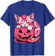 Cute Pink Cat Hugging Pumpkin Breast Cancer Awareness Kitten T-Shirt - T-Shirt | Royal