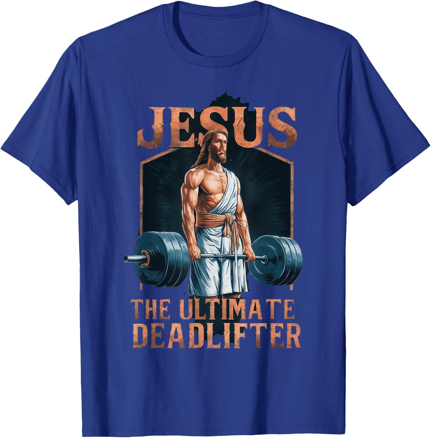 Jesus The Ultimate Deadlifter Fitness Gym Vintage Christian T-Shirt - T-Shirt | Royal