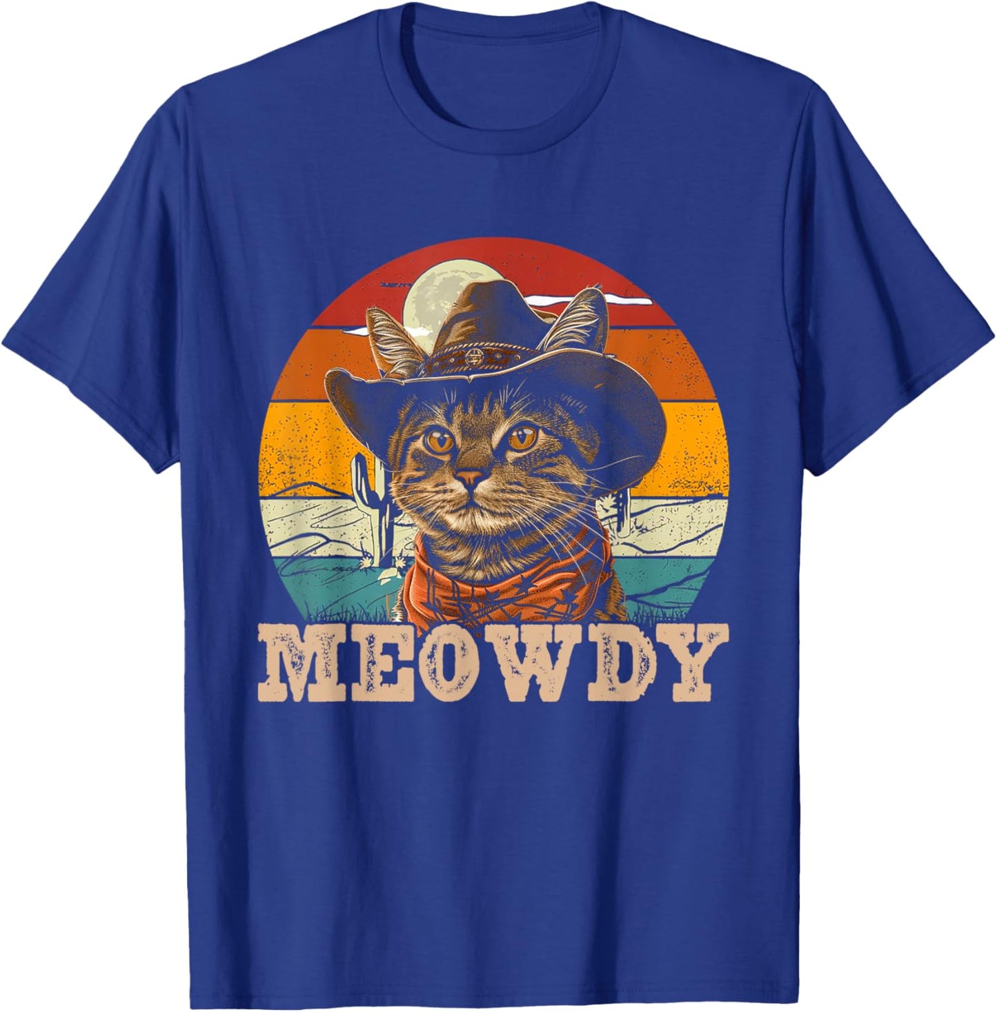 Graphic Western Cats Animals Pet Meowdy Kitten Cowboy Hat T-Shirt - T-Shirt | Royal