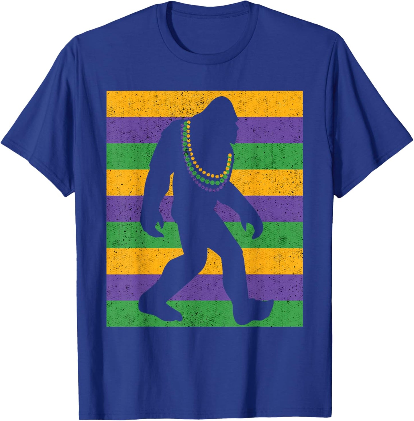Bigfoot Mardi Gras Sasquatch Funny Men Kids T-Shirt - T-Shirt | Royal
