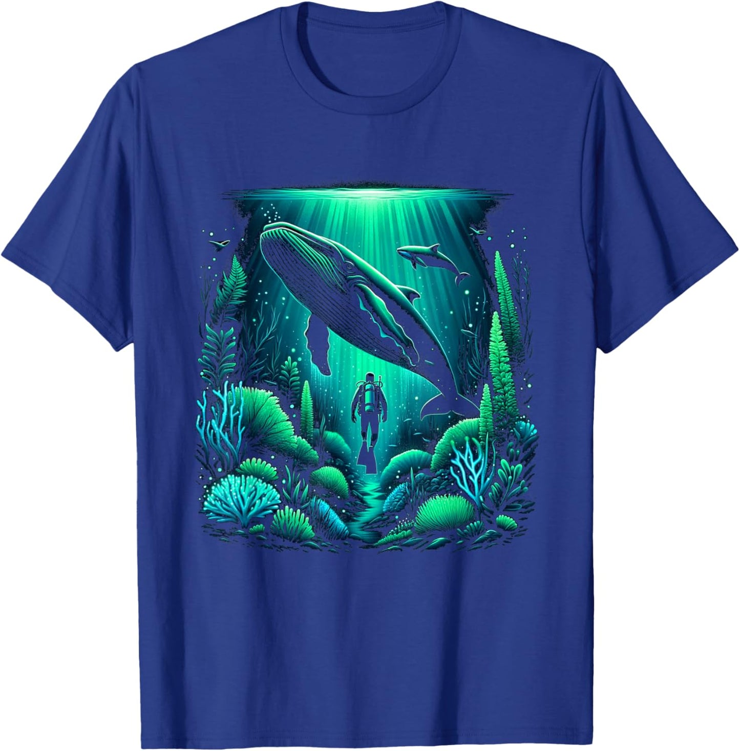 Scuba Diver and Whale for Scuba Diving Trip Dive Ocean T-Shirt - T-Shirt | Royal