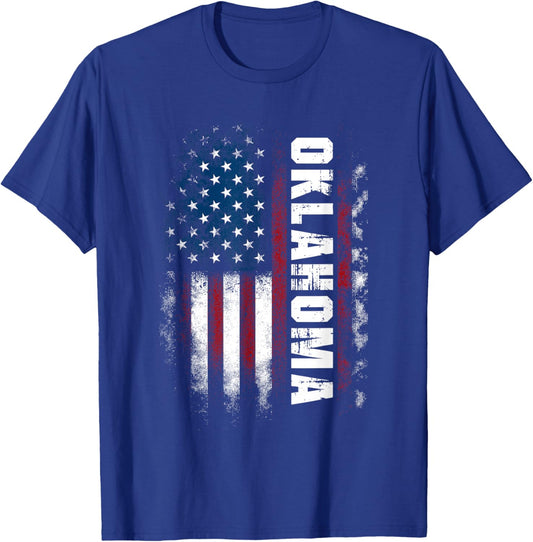 Oklahoma USA American Flag Patriotic T-Shirt - T-Shirt | Royal