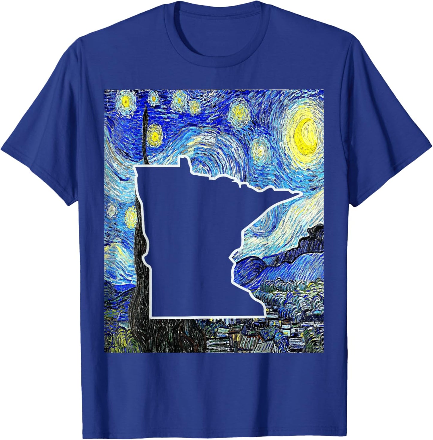 Minnesota State Starry Night Minnesota Map Minnesotan T-Shirt - T-Shirt | Royal