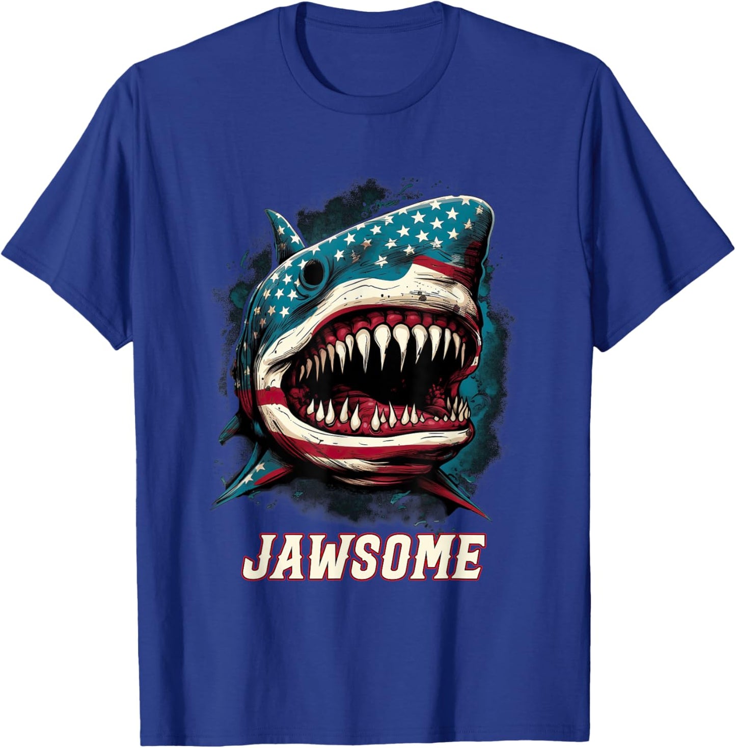 Merica 4th Of July Shark Jawsome Shark T-Shirt - T-Shirt | Royal