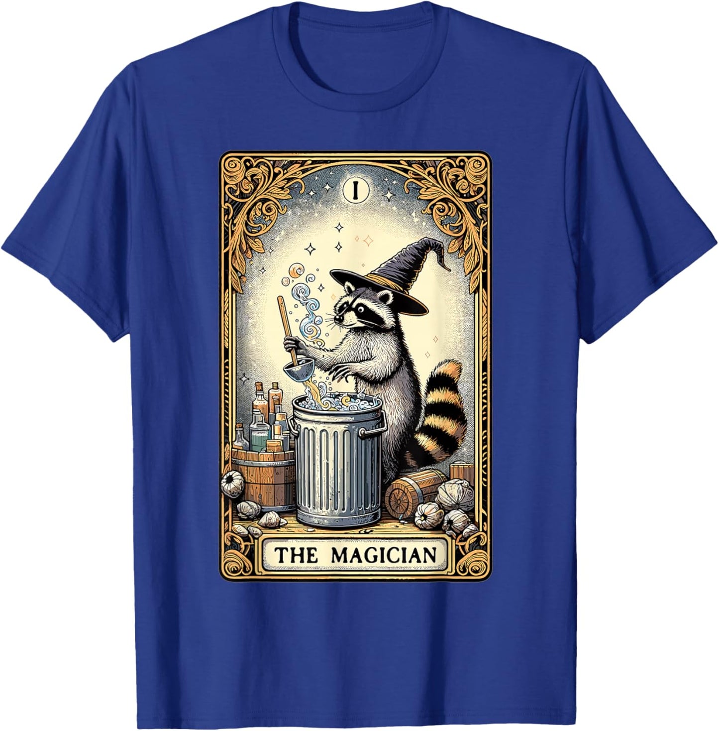 Tarotkarte Waschbär der Magier Hexerei Okkulter Waschbär T-Shirt - T-Shirt | Royal