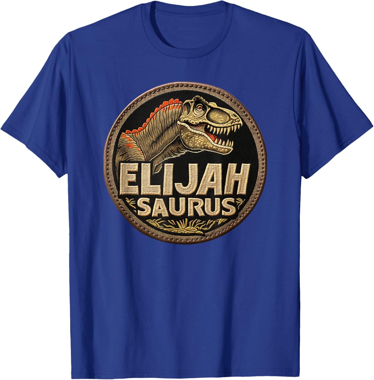 Elijah Saurus Funny Personalized Dinosaur T Rex Boys Name T-Shirt - T-Shirt | Royal