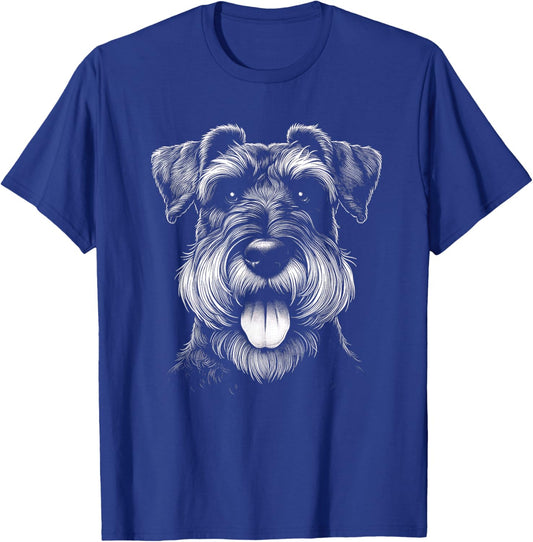 Schnauzer Dog Face Art Design And Men T-Shirt - T-Shirt | Royal