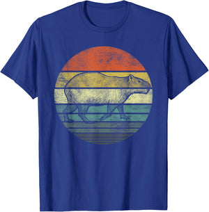 Capybara Gifts Retro Sunset Animal Lover Capybara Silhouette T-Shirt - T-Shirt | Royal