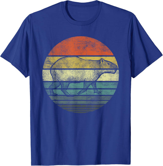 Capybara Gifts Retro Sunset Animal Lover Capybara Silhouette T-Shirt - T-Shirt | Royal
