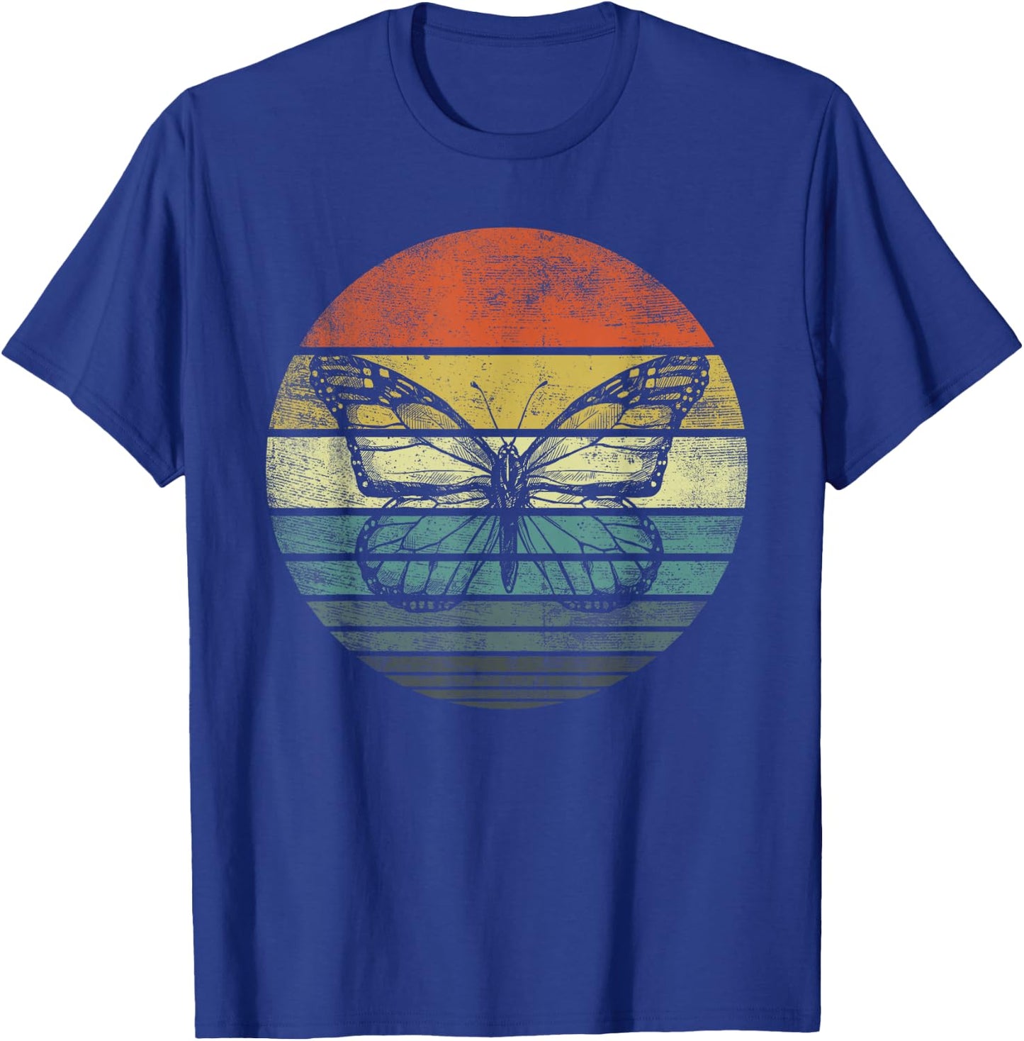 Butterfly Lover Gifts Retro Sunset Insect Monarch Entomology T-Shirt - T-Shirt | Royal